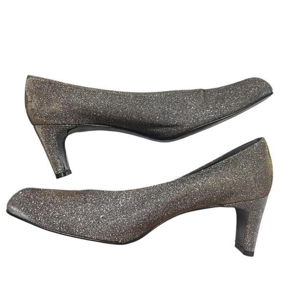 Stuart Weitzman Gold Glitter Metallic Round Toe Pumps Size 9.5M Party WeddingEUC - Picture 3 of 13